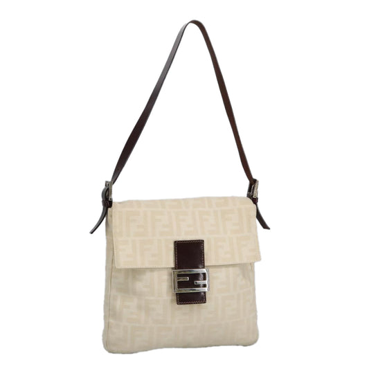 Fendi Zucchino Beige Canvas Shoulder Bag ()