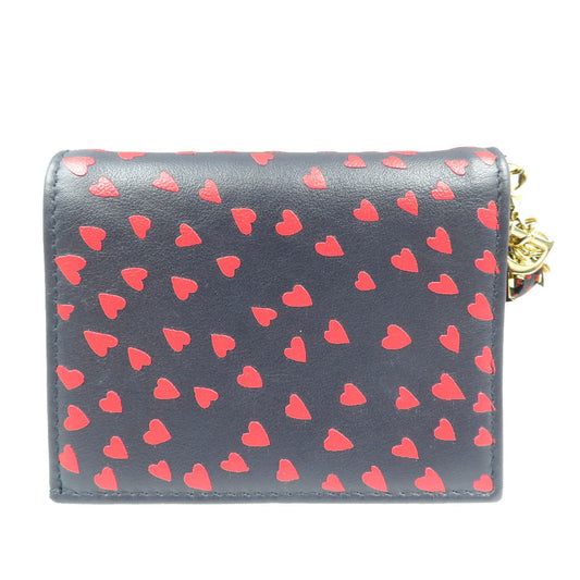 Christian Dior Bifold Wallet leather Navy Lady Dior Women Used Authentic